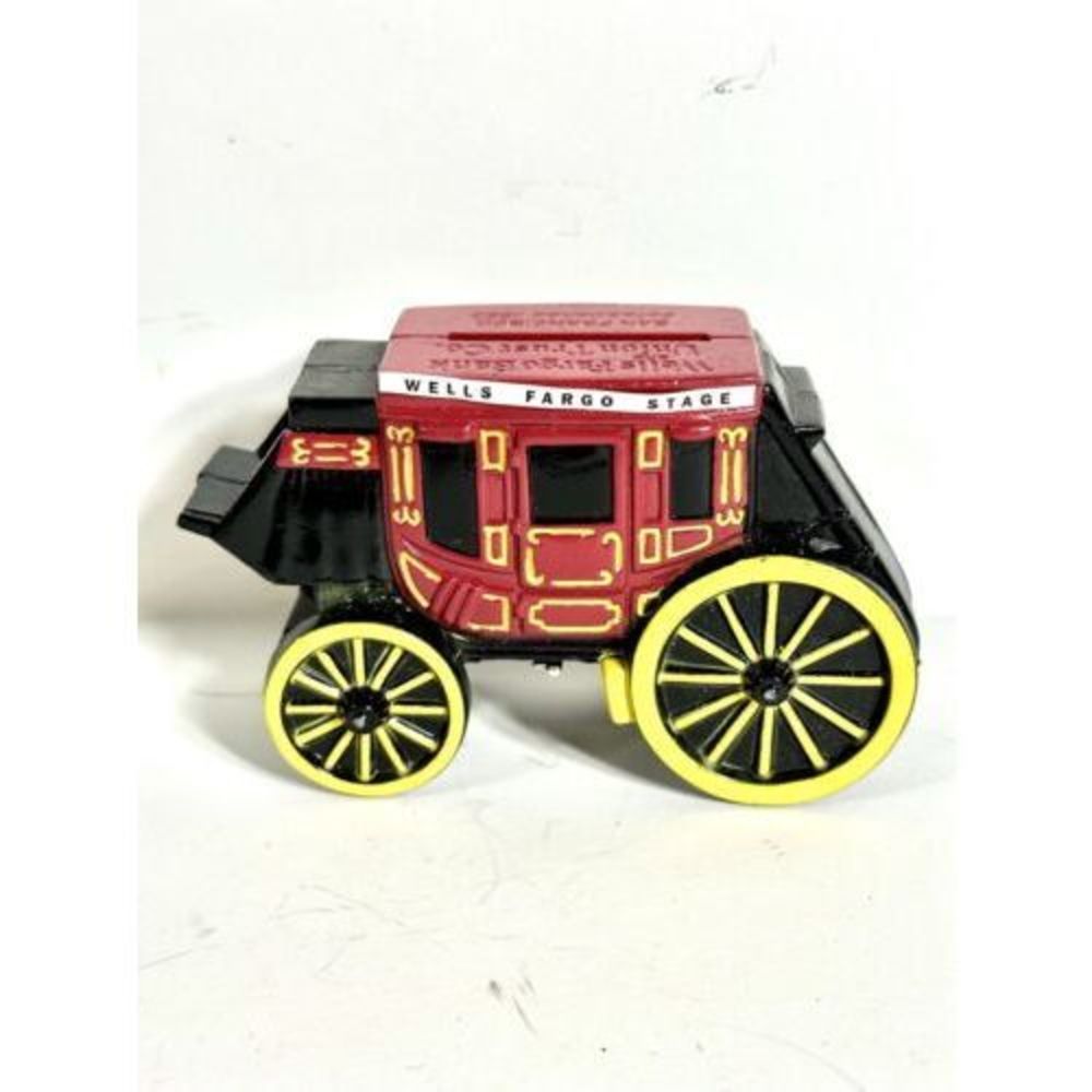 Wells Fargo Bank and Union Trust Stage Coach Wagon Metal Bank With Keys (1998)
